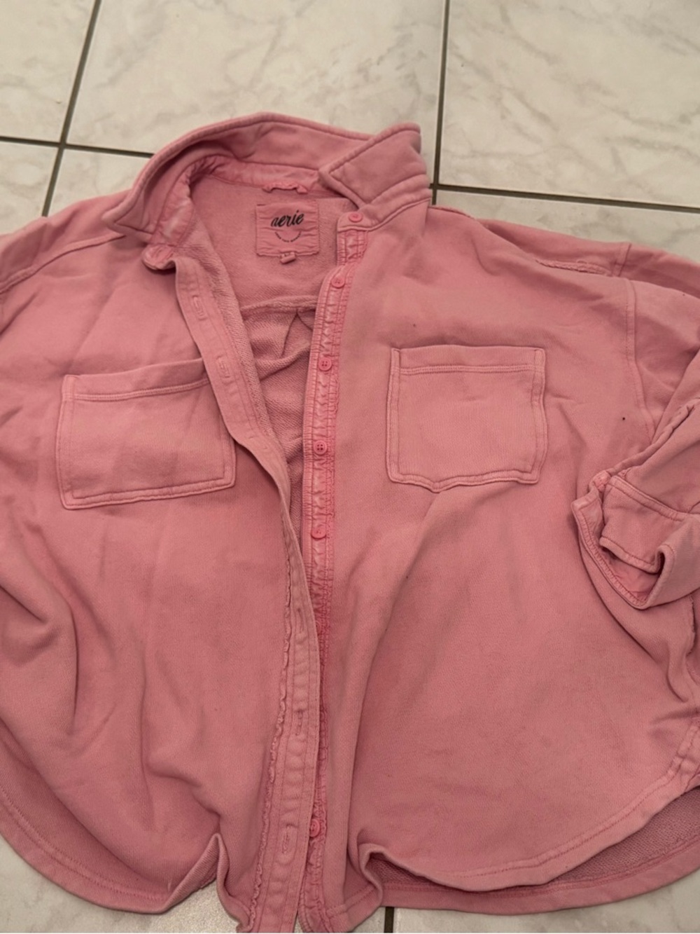 Aerie Soft Pink Button-Front Shirt Jacket